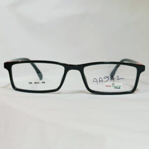 Black Rectangular Eyeglasses with Red Accents | Lightweight TR Frame