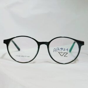 Glossy Black Round Eyeglasses with Clear Inner Rim | Lightweight TR Frame