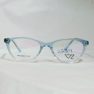 Transparent Light Blue Round Eyeglasses | Glossy Frame
