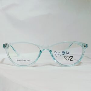 Transparent Light Blue Round Eyeglasses | Glossy Finish Frame