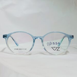 Transparent Light Blue Round Eyeglasses | Glossy Finish Frame