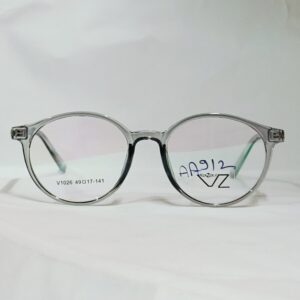Transparent Grey Round Eyeglasses | Glossy Finish Lightweight  Frame