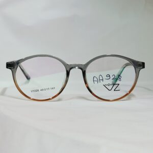 Transparent Black and Brown Round Eyeglasses | Glossy Finish Frame