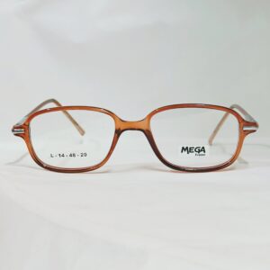 Transparent Brown Rectangular Eyeglasses with Metal Temples | Lightweight Glossy