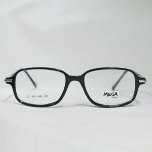Black Rectangular Eyeglasses with Metal Temples | Lightweight Glossy Frame