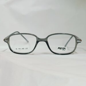 Transparent Grey Rectangular Eyeglasses with Metal Temples | Lightweight Glossy Frame