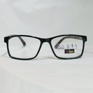 Black Rectangular Eyeglasses with Deep Brown Temples | Glossy Lightweight Frame