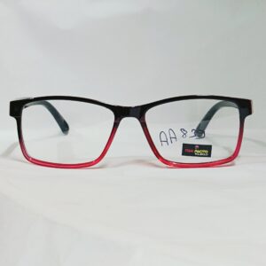 Black Rectangular Eyeglasses with Red Transparent Front | Lightweight Glossy Frame
