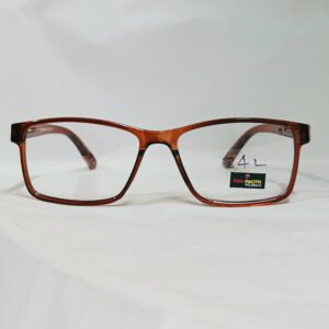 Deep Brown Transparent Rectangular Eyeglasses | Lightweight Glossy Frame