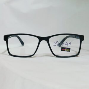 Matte Black Rectangular Eyeglasses with Blue Accents | Lightweight Frame