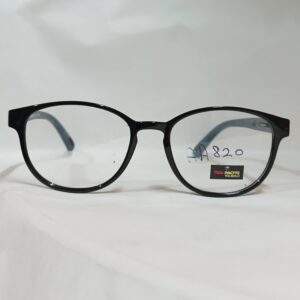 Glossy Black Rounded Eyeglasses with Premium Grey Temples | Lightweight Frame