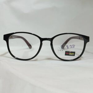 Glossy Black Rounded Eyeglasses with Brown Temples | Premium Quality
