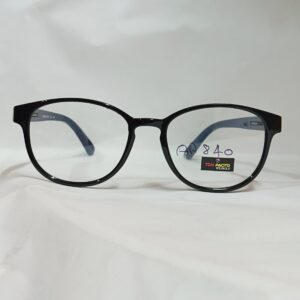 Black Rounded Eyeglasses with Deep Blue Temples | Premium Quality