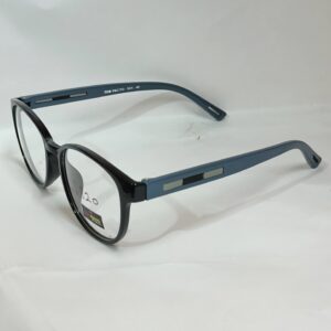 Black Rounded Eyeglasses with Grey Temples | Premium Quality