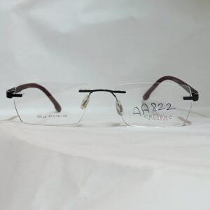 Rimless Rectangular Eyeglasses with Wine Red Temples | Lightweight Premium Frame