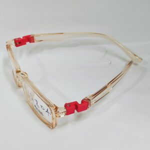 Orange Transparent Eyeglasses with Red Rubberised Temples | Lightweight Glossy Frame