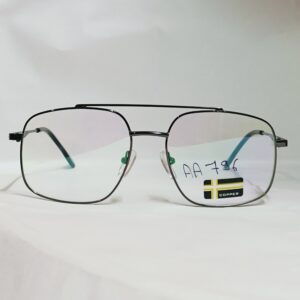 Glossy Black Square Metal Eyeglasses | Lightweight Premium Frame