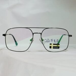 Glossy Black Square Metal Eyeglasses | Lightweight Premium Frame