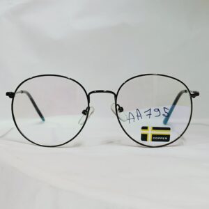 Glossy Black Round Metal Eyeglasses | Lightweight Classic Frame