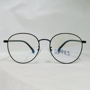 Glossy Black Round Metal Eyeglasses | Lightweight Modern Frame