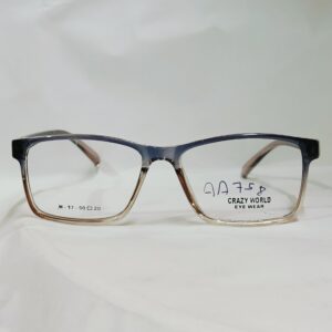 Blue-Brown Transparent Rectangular Eyeglasses | Lightweight Glossy Frame