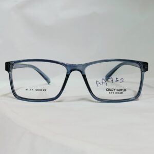 Transparent Blue Rectangular Eyeglasses | Lightweight Glossy Frame