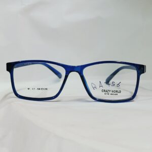 Transparent Blue Rectangular Eyeglasses | Lightweight Glossy Frame