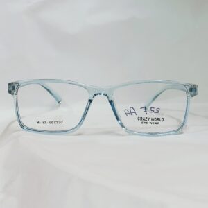 Light Transparent Blue Rectangular Eyeglasses | Lightweight Glossy Frame