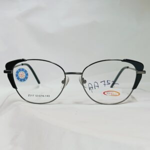 Black Browline Rounded Metal Eyeglasses | Lightweight Premium Frame