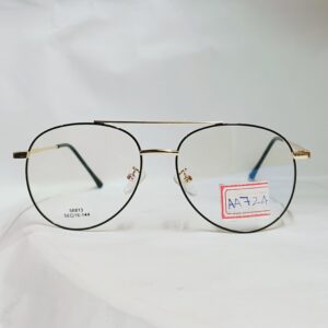 Modern Gold & Black Navigator Eyeglasses | Slim Metal Double-Bridge Frames