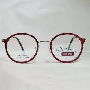 Deep Red Transparent Round Eyeglasses with Gold Bridge | Lightweight Frame