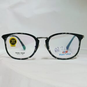 Black Marble Rounded Eyeglasses with Textured Metal Bridge | Ultra-Light Frame