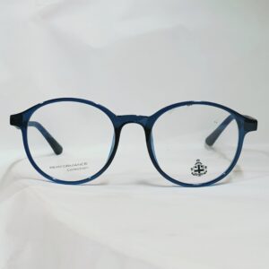 Transparent Deep Blue Rounded Eyeglasses | Lightweight Full-Rim Frame