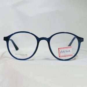 Transparent Deep Blue Rounded Eyeglasses | Lightweight Full-Rim Frame