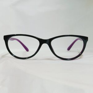 Glossy Black Cat-Eye Eyeglasses with Purple Temples | Lightweight Stylish Frame