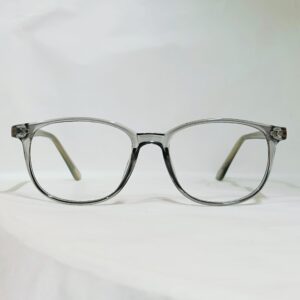 Transparent Smoke Grey Rounded Eyeglasses | Lightweight Glossy Frame
