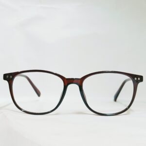 Deep Brown Rounded Eyeglasses | Glossy Classic Full-Rim Frame