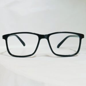 Signature Jet Black Square Eyewear with Electric Blue Contrast Temples