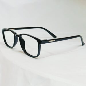Essential Jet Black Square Frames with Textured Metallic Accents