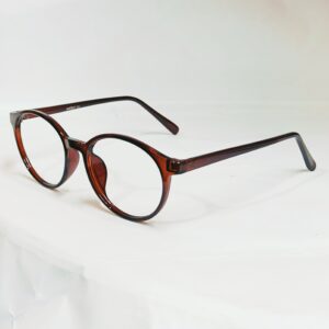 Transparent Deep Brown Rounded Eyeglasses with Black Inner Rim | Lightweight Classic Frame