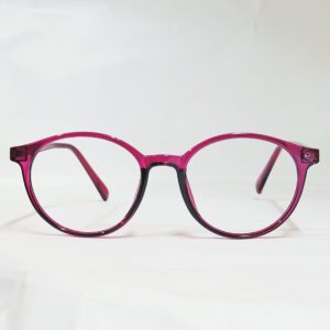 Transparent Magenta Rounded Eyeglasses with Black Inner Rim | Lightweight Stylish Frame