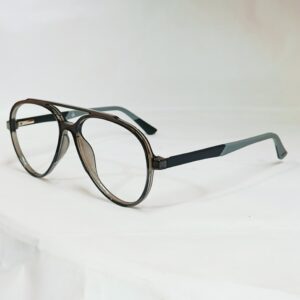 Transparent Smoke Brown Aviator Eyeglasses | Lightweight Glossy Full-Rim Frame