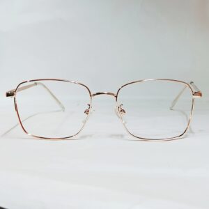 Rose Gold Metal Eyeglasses | Lightweight Slim Rectangular Frame with Adjustable Nose Pads