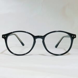 Classic Deep Black Rounded Eyeglasses | Glossy Full-Rim Lightweight Frame
