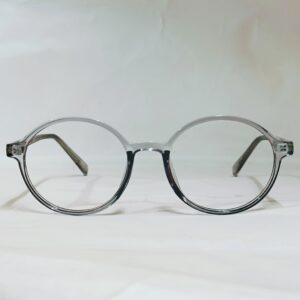 Minimalist Ghost-Grey Translucent Round Frames with Polished Smoke Temples