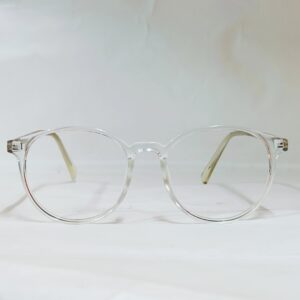 Diamond-Clear Translucent Round Frames with Polished Minimalist Temples