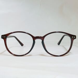 Transparent Deep Brown Rounded Eyeglasses with Inner Black Rim | Lightweight Glossy Frame