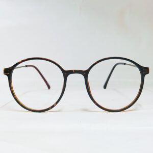 Vintage-Inspired Round Tortoiseshell Eyeglasses with Slim Metal Temples