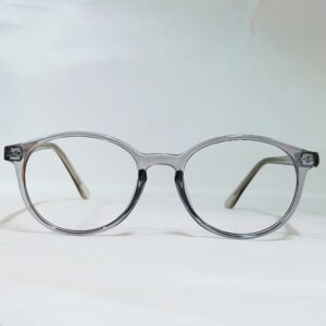 Minimalist Transparent Round Eyeglasses with Subtle Beige Temples