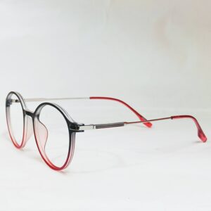 Stylish Round Gradient Eyeglasses in Black-to-Red Design